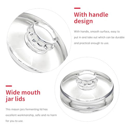 9pcs Fermentation Glass Weights with Easy Grip Handles, Clear Canning Weights and Pickling Glass Weight for Wide Mouth Mason Jars, Fermenting Kit, Kimchi, Sauerkraut (9)
