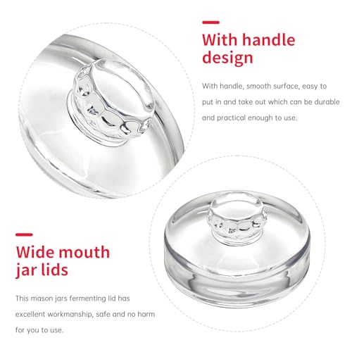 3Pcs Fermentation Glass Weights with Easy Grip Handles, Clear Canning Weights and Pickling Glass Weight for Wide Mouth Mason Jars, Fermenting Kit, Kimchi, Sauerkraut (3)