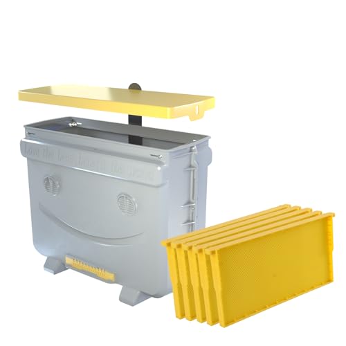 5-Frame Swarm Traps kit Includes 5-Frames Beehive Bee Colony Trap Hive Sliding Frame Design, Universal Compatibility with Langstroth Dadant UK, 48L Hive for Beekeepers | light-weight - color: Grey+yellow