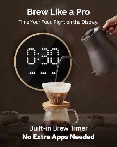 INTASTING Gooseneck Electric Kettle with Precise ±1℉ Temperature Control, Wood-Accented Handle, Stainless Steel Interior, Quick Heating Pour Over Kettle for Coffee & Tea, 0.9L, Matte Grey - color: Matte Grey