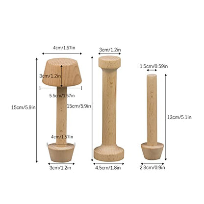 3Pcs Tart Tamper Set, Portable Wooden Double Side Pie Pastry Dough Tamper, Wooden Egg Tart Mold, DIY Cake Pastry Tools for Egg Tart, Pasta, Cheesecakes and Dessert Baking