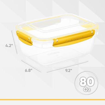 Superio Lock and Fresh Airtight Food Storage Containers with Lids for Kitchen Pantry Organization, BPA Free, Lunch, and Meal Prep Plastic Containers, 80 oz. Rectangular Sealed Container, Yellow - color: Yellow