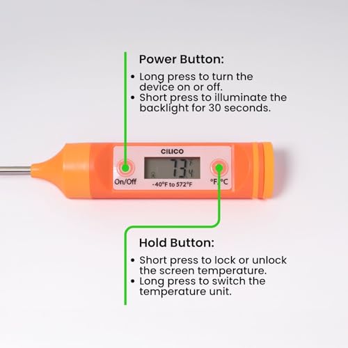 Candy & Meat Thermometer with Type-C Rechargeable Digital Instant Reading for Candy Making, BBQ, Deep Frying, & Liquids, 8" Long Probe,CT180-L