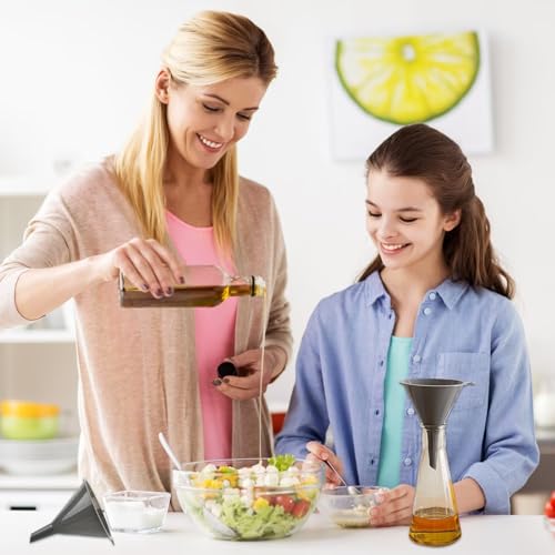 Plastic Kitchen Funnel Set of 3, Round Kitchen Funnels for Filling Bottles, Durable and Multifunctional Funnels for Filling Canning, Cooking, Lab or Car Oil (Gray) - color: Gray