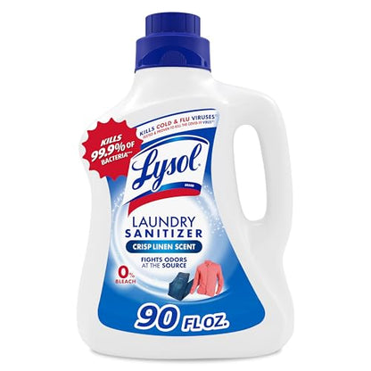 Lysol Laundry Sanitizer Additive, Bacteria-Causing Laundry Odor Eliminator, Detergent Additive, Crisp Linen, 90oz - size: 90 Fl Oz (Pack of 1)