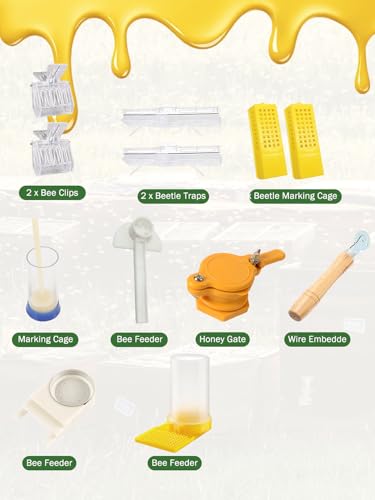 30 PCS Beekeeping Supplies, Beekeeping Tool Kit | Includes Bee Smoker, 5 Gallon Honey Bucket, Queen Bee Cage, Bee Hive Feeder, Beehive Tools for Beginners and Beekeepers