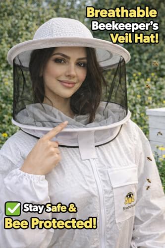Clothes N Leather Gear Three Layer Ventilated Beekeeping Veil in Round (White, 3 Layer HAT) - color: WHITE