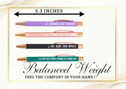 InnoBeta Sewing Gifts for Sew Lovers & Women, Ballpoint Pen Set of 4, Gifts for Sewing Quilting Lovers on Birthday & Christmas