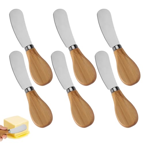 Cheese Spreader Knives,6 PCS Stainless Steel Butter Knife Spreader with Wooden Handle,Small Cheese Knives for Charcuterie Board - size: 6 PCS