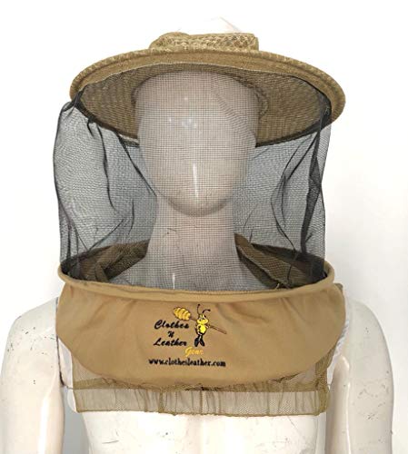 Clothes N Leather Gear Three Layer Ventilated Beekeeping Veil in Round (Khaki, 3 Layer HAT) - color: KHAKI