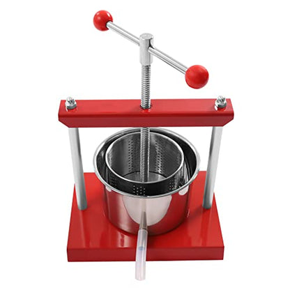 Fruit Wine Press, 0.8 Gallon/3L Manual Juice Maker w/2 Stainless Steel Barrels, Cider Apple Grape Tincture Vegetables Honey Olive Oil Making Press with T-Handle & Stable Base for Kitchen, Home (3L) - size: 3L