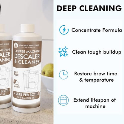 New England Stories 8 Uses Descaling Solution Compatible with Keurig - 33.8oz Coffee Machine Descaler, Espresso Coffee Maker Cleaner, Coffee Pot Limescale Remover - style: Descaling Solution for keurig