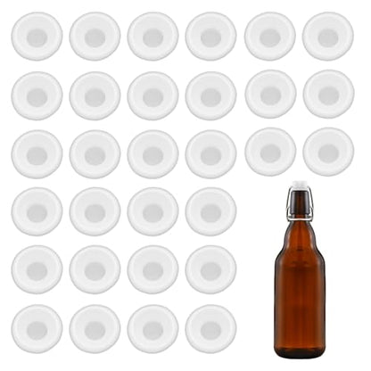 30 PCs Silicone Gaskets Washers Seals for Cap Swing Flip Top Bottle-Red for Home Brew Beer Soda Bottle Sealing (White full cover) - color: White full cover