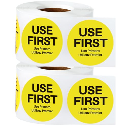 Epakh 1000 Pcs 2 Inch Use First Stickers Food Service Inventory Control Labels for Restaurant Permanent Adhesive Food Labels Circle Dot Paper (Yellow) - color: Yellow