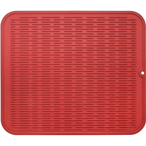 MicoYang Silicone Dish Drying Mat for Multiple Usage,Easy clean,Eco-friendly,Heat-resistant Silicone Mat for Kitchen Counter or Sink,Refrigerator or Drawer Liner Red 2XL 24 inches x 18 inches - color: Red, size: 24"L x 18"W