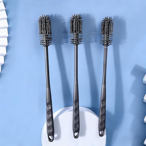 Flexible Silicone Cup Brush – Long-Handle Tool for Deep Cleaning Bottles & Narrow Necks-Grey