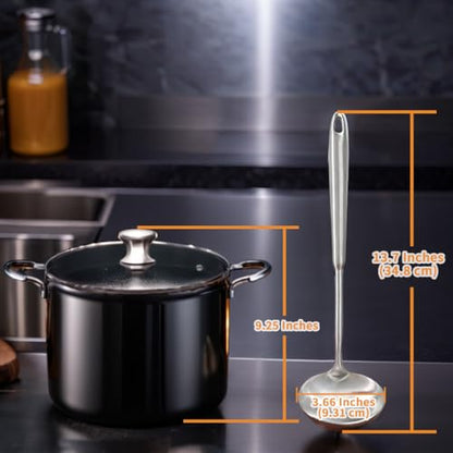 Deep Stainless Steel 13.7 Inches Newness Soup Ladle,[Rustproof, Heat Resistance, Integral Forming]Resilient 304 Stainless Steel Soup Spoon with Vacuum Ergonomic Round Handle, Cooking Spoon for Kitchen - size: Length:13.7 Inches (34.7 cm)