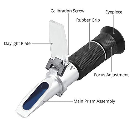 Proster Red Wine Refractometer Grape Wine Refractometer Wine Making Kit Brix Refractometer ATC Alcohol Refractometer Brix Scale for Beer Brewing Wine Brewing Measuring Sugar Alcohol Degree - color: Silver