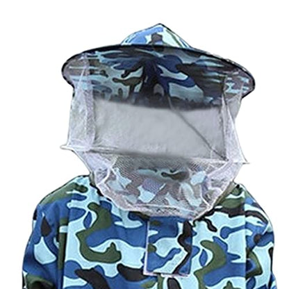 Bee Jacket,Professional Soft Beekeeping,Beekeeping Veil Protective Equipment,Full Keeper Suit with Beekeeper Hat for Men Women (Camouflage Blue XXL) - color: Camouflage Blue Xxl