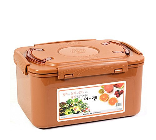e-jen Premium Kimchi, Sauerkraut Container Probiotic Fermentation with Inner Vacuum Lid (Earthenware Brown, 2.9 gal/ 11L) - color: Earthenware Brown, size: 2.9 gal
