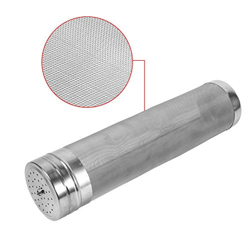 AUNMAS Beer Dry Filter, 300 Stainless Steel Homebrew Beer Wine Strainer Mesh Keg with Small Hanging Hoop for Home Beer Brewing Kettle, 11 x 2.7Inch