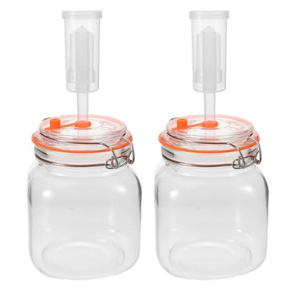 Fermentation Jars with Airlocks & Weight - 1L/32oz Mason Jar Fermentation Kit with Lid - Sourdough Starter Crock for Veggies, Sauerkraut