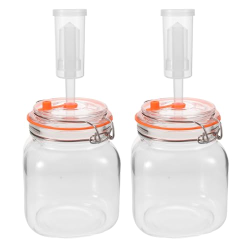 Fermentation Jars with Airlocks & Weight - 1L/32oz Mason Jar Fermentation Kit with Lid - Sourdough Starter Crock for Veggies, Sauerkraut
