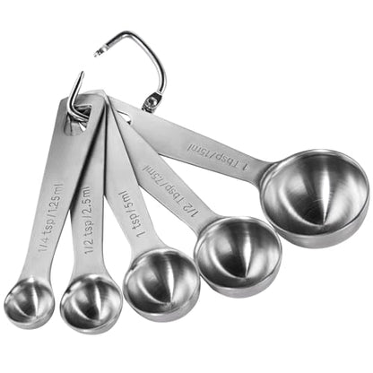 U-Taste Teaspoon Tablespoon Measuring Spoons: 18/8 Stainless Steel Measure Scoop Set of 5, 1/4 TSP, 1/2 TSP, 1 TSP, 1/2 TBSP & 1 TBSP, Metal Kitchen Measurement Utensil for Dry and Liquid Ingredients - size: XS-5 pcs