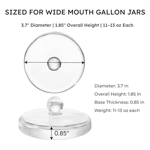 Jillmo Large Fermentation Weights for 1 Gallon Wide Mouth Jars, Heavy Glass Fermenting Weights with Easy Grip Handle, Keeps Vegetables Under Brine for Sauerkraut, Kimchi & Pickles, Pack of 2 - size: Plain - 2 Pack