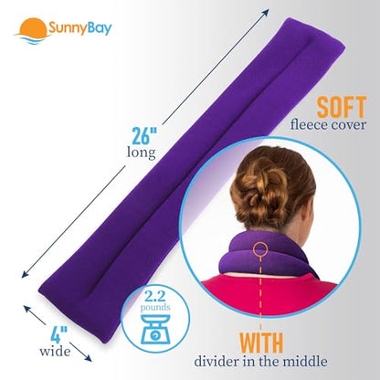 SunnyBay Microwave Heating Pad, Microwavable Heated Neck and Shoulder Wrap with Lavender, Soothing Pillow Hot & Cold Bean Bag, Aroma Warmer for Pain Relief, 26x5 Inches, 2.5 lbs, Purple - color: Lavender - Purple