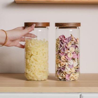 Glass Jar with Lid 3.54 Inch Wide, 34 OZ Airtight Food Storage Containers Glass Set for Coffee Beans| Sugars| Candy, 2 Pack - color: 34oz*2