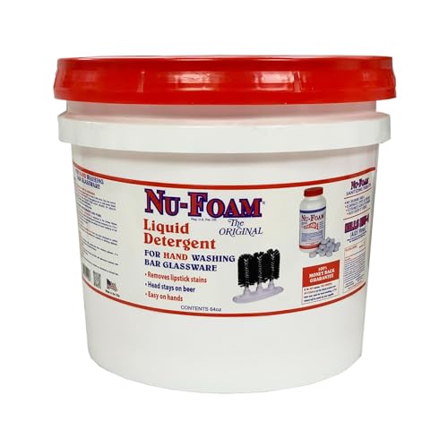 Nu-Foam Glass Washing Powder - Detergent for Bar Glassware – Original Streak-Free Solution - Hand Washing Bar, Tavern, Brewery Supplies - Spotless Serving Glasses - Easy On Hands - 25 Lb Pail - style: 400 Ounce (Pack of 1)