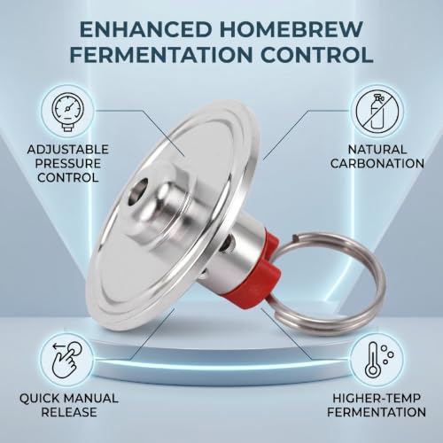 Stainless Steel Pull Ring Pressure Relief Valve PRV with 1.5 Inch Clamp End Cap for Homebrew Fermentation Carbonation