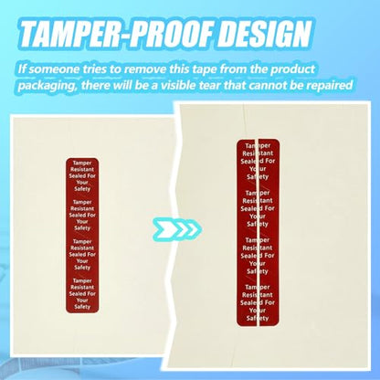 Outus 1000 Pcs Tamper Evident Labels Rolls Adhesive Safety Stickers 0.75 x 3.5'' Tamper Evident Tape for Security Food Delivery Bag Closure Container Box Jar Mailing Packaging Sealing (Red) - color: Red