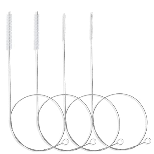 40 Inches Brush Cleaner for Cleaning Straw, Kegerator, Feeding Tube, Siphon Hose, Sunroof Drain, Refrigerator Drain, 4PCS (White) - color: 1-white