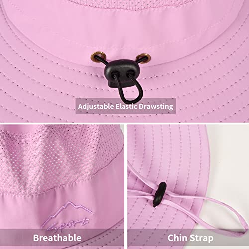 Sun Hats for Men Women Fishing Hat UPF 50+ Breathable Wide Brim Summer UV Protection Hat - color: Purple(with Face Cover & Neck Flap )