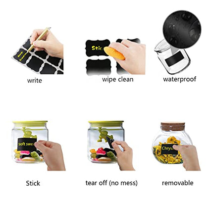 Chalkboard Labels, Removable Blackboard Label Stickers 192PCS with 2 Free Chalk Markers, Waterproof Reusable Labels for Food Containers, Mason Jars, Pantry, Bottles