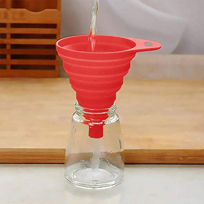 Funnels for Kitchen Use, Food Grade Silicone Collapsible Kitchen Funnel (Red) - color: 2-Red