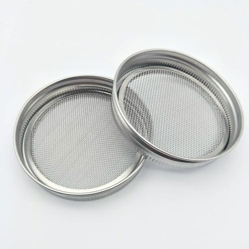 PRETYZOOM 3pcs Food Grade Sprouting Lids for Wide Mouth Mason Jars Stainless Steel Mesh Covers Strainer Function for Seed Germination and Fermentation - size: 7.00X7.00X1.00CM
