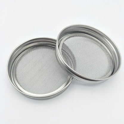 PRETYZOOM 3pcs Food Grade Sprouting Lids for Wide Mouth Mason Jars Stainless Steel Mesh Covers Strainer Function for Seed Germination and Fermentation - size: 7.00X7.00X1.00CM