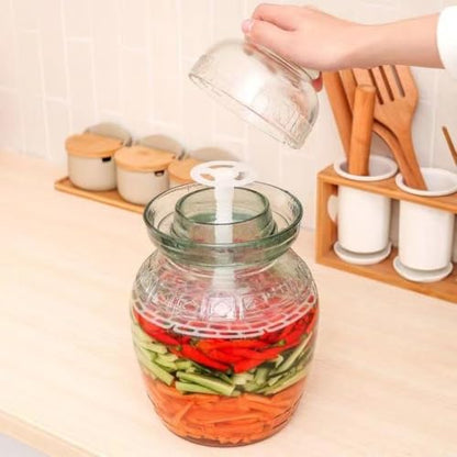 Pickle Jar Press Plate Fermentation Jar Pressure Device Weights Fermentation Kit Jar Pressure Net with Handle Homemade Kimchi Kitchen Tool(L) - size: Large