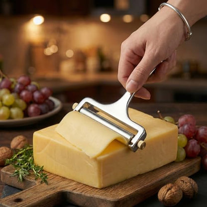 Wire Cheese Slicer for Block Cheese, with 2 Extra Wires, Adjustable Hand-Held Cheese Cutter for Mozzarella, Cheddar, Gruyere (Copper) - color: Copper with 4 Extra Wires