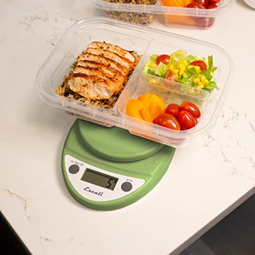 Escali Primo Digital Food Scale Multi-Functional Kitchen Scale and Baking Scale for Precise Weight Measuring and Portion Control, 8.5 x 6 x 1.5 inches, Tarragon Green - color: Tarragon Green