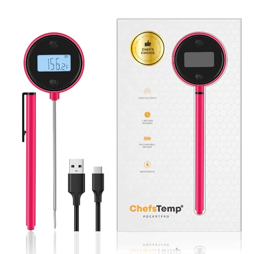 Pocket Pro 1-Second Instant Read Digital Meat Thermometer Rechargeable for Grilling, Food, BBQ, Kitchen Cooking, Oil Deep Frying & Candy (Boudoir) - color: Boudoir