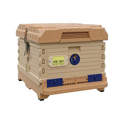 Apimaye Ergo Insulated 10 Frame Bee Hive Set [NO Frames Included] (Single Hive, Tan Body Blue Entrance) - color: Tan Body Blue Entrance
