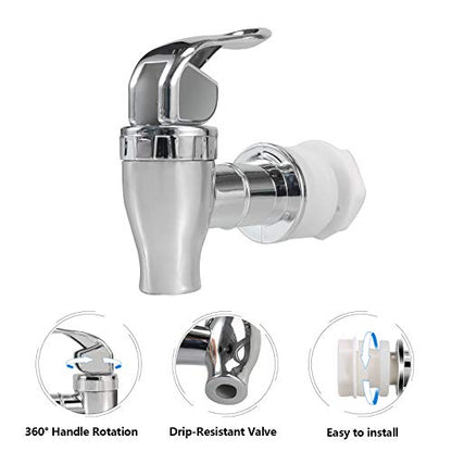 Silver Beverage Dispenser Replacement Spigot, Push Style Spigot for Beverage Dispenser Carafe, Water Dispenser Replacement Faucet (2 PACK) - color: Silver, size: 2
