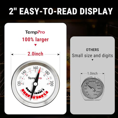 TempPro APT200 Meat Thermometer for Cooking with Extra-Large 2-Inch Dial, Analog Dial Food Cooking Thermometer for Poultry, Ham, Pork, Beef Candy Making Accessory (Previously ThermoPro) - size: Analog
