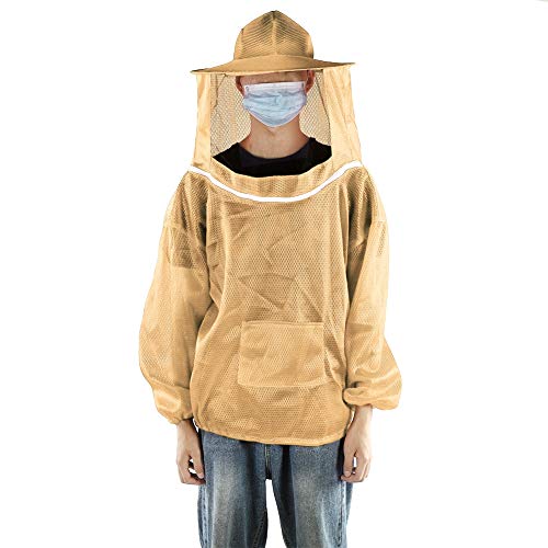 Beekeeping Jacket, Bee Suit Bee Jacket with Veil Professional Ventilated Beekeeper Suit Beekeeping Tools (Orange and Yellow) - color: Orange and Yellow