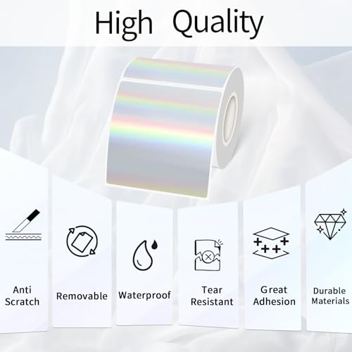 Square Thermal Labels Stickers 3" x 3", Holographic Square Thermal Stickers Labels, Glitter Self-Adhesive Direct Thermals Label for Small Business- Holographic Silver - color: Silver, size: 3 X 3 inch