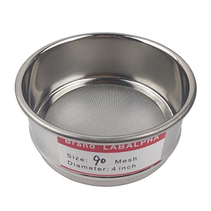 LABALPHA 90 Mesh Lab Sieves, Test Sieve #90 Mesh, 4'' Diameter, 304 Stainless Steel Wire Cloth (0.17mm) - size: 90 mesh (0.17mm)